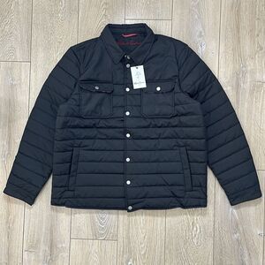 Robert Graham Quilted Puffer Print Lining Shirt Jacket Black Size XL